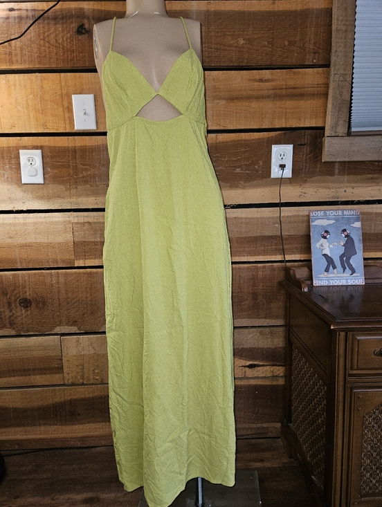 Future Collective Dresses & Skirts - Future Collective Alani Noelle Green Triangle Top Strappy Maxi Dress POCKETS Sz6